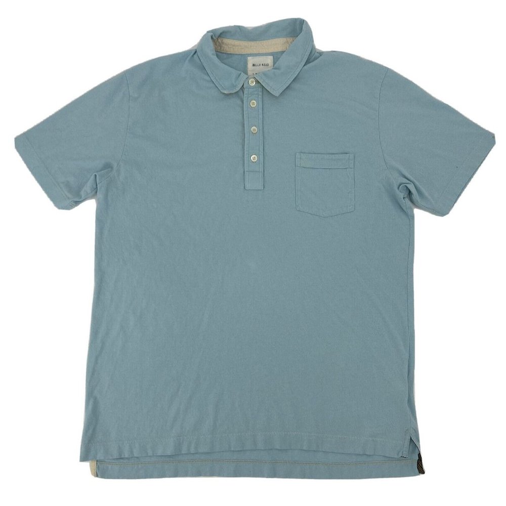 Billy Reid Shirt Men's XL Light Blue Short Sleeve Polo Pocket